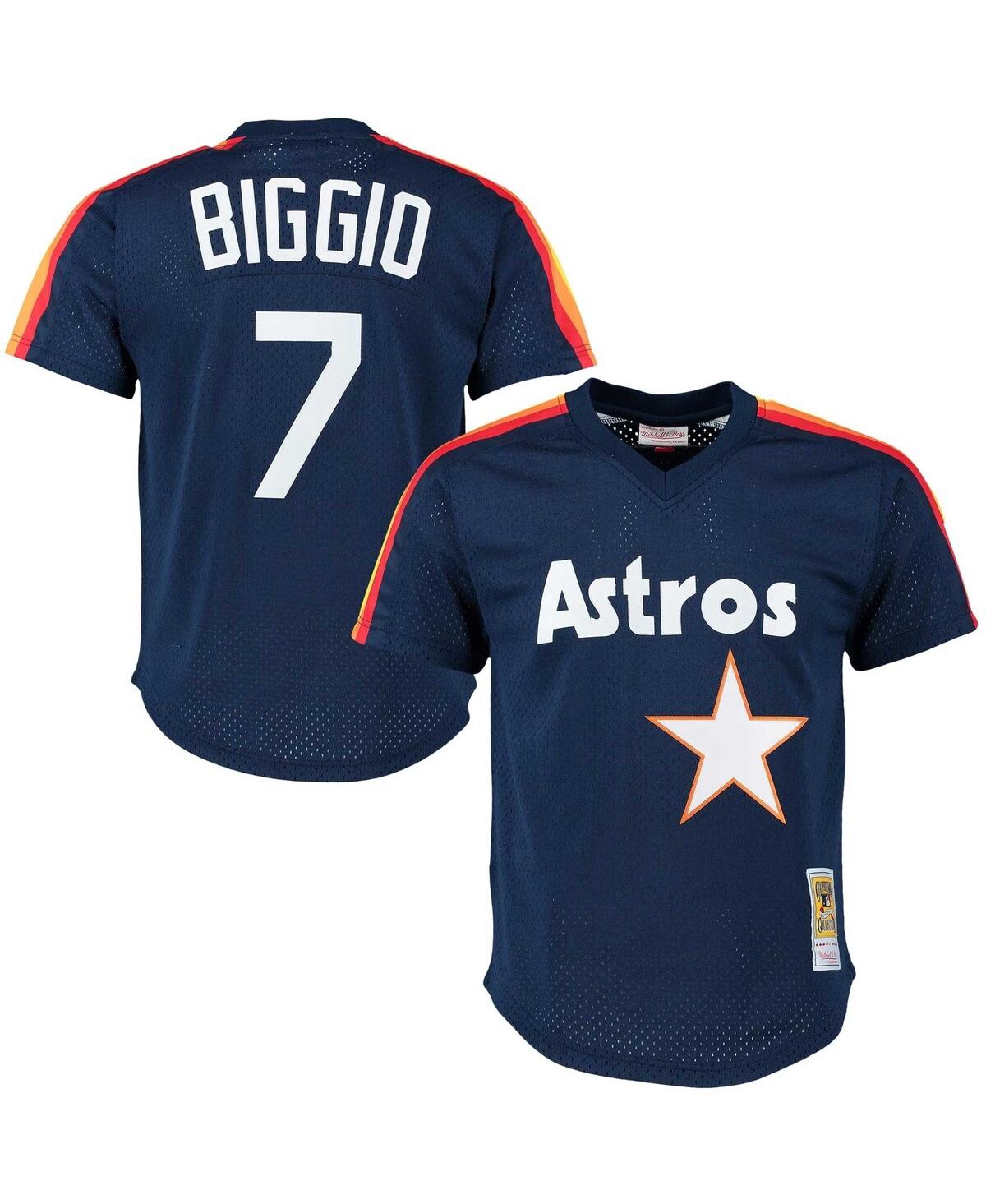 Men's Mitchell & Ness Craig BiggioHouston Astros 1991 Cooperstown Collection Mesh Big and Tall Pullover Jersey - Navy