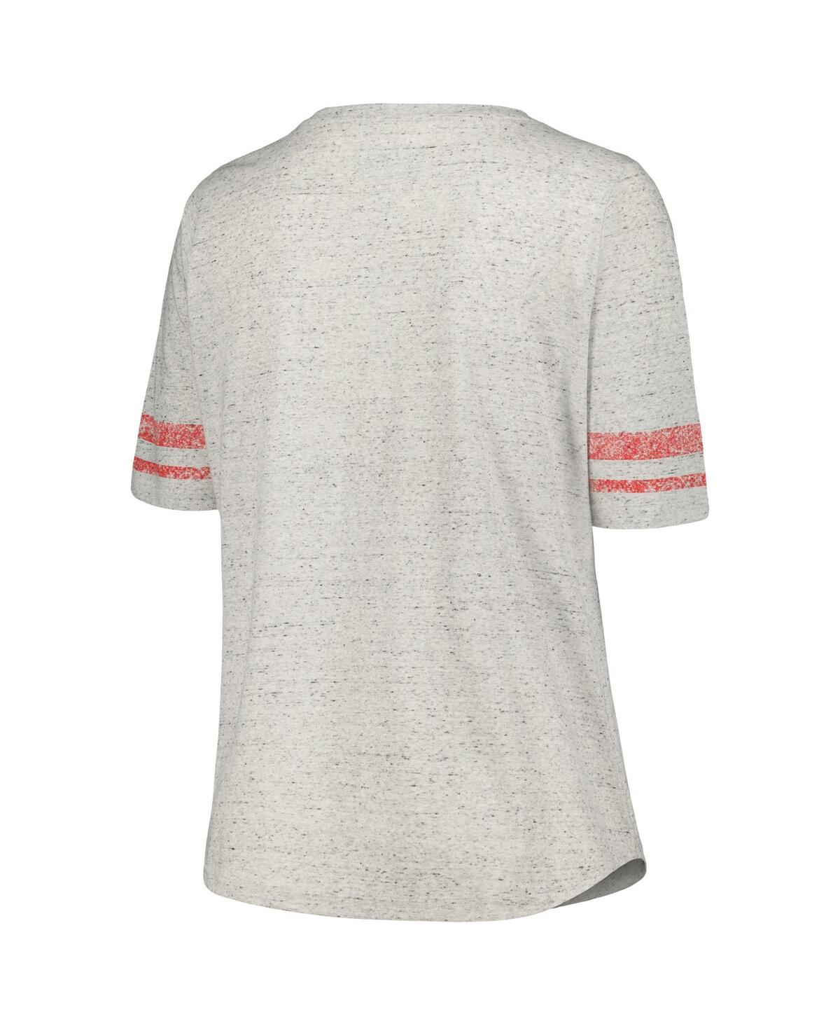 Shop Profile Women's  Heather Gray Ohio State Buckeyes Plus Size Striped Lace-up T-shirt