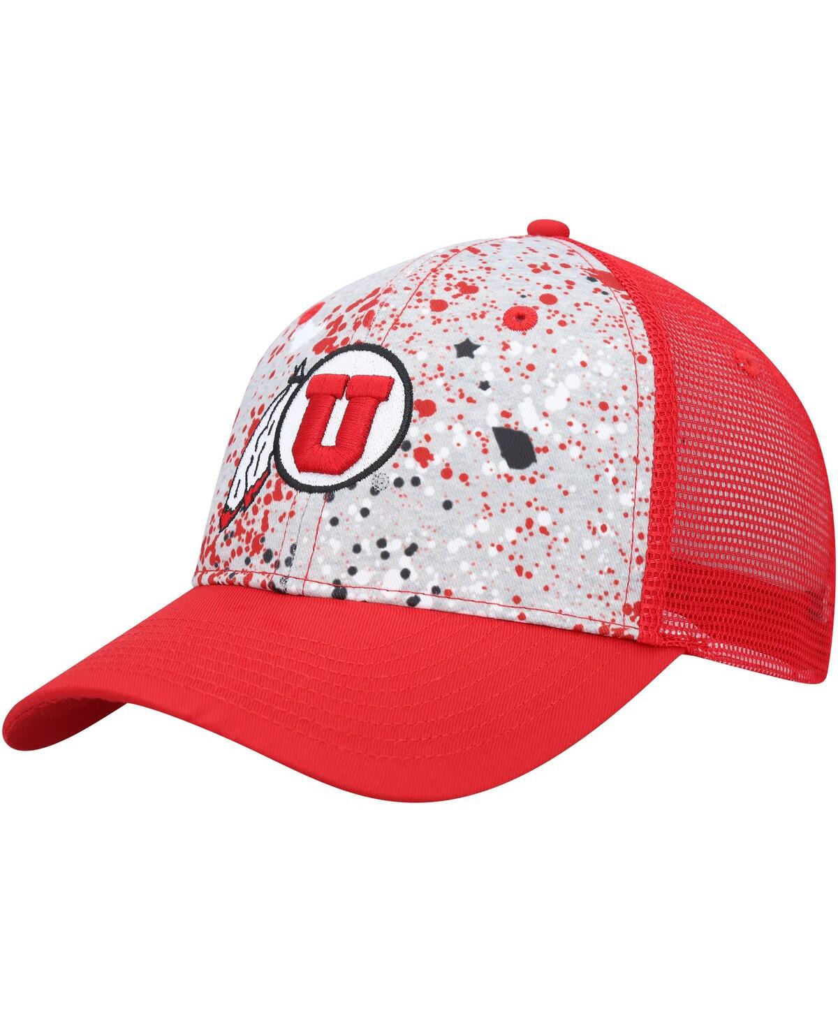Men's Colosseum Gray, Red Utah Utes Love Fern Trucker Snapback Hat - Gray, Red