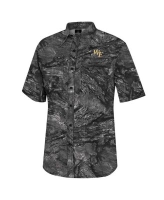Men's Charcoal Wake Forest Demon Deacons Realtree Aspect Charter Full-Button Fishing Shirt