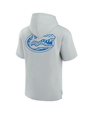 Men's and Women's Gray Florida Gators Super Soft Fleece Short Sleeve Pullover Hoodie