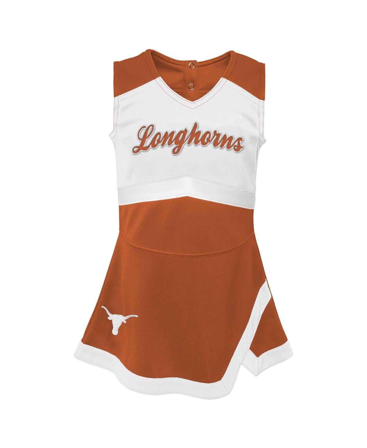 Girls Preschool White Texas Longhorns Two-Piece Cheer Captain Jumper Dress and Bloomers Set - White