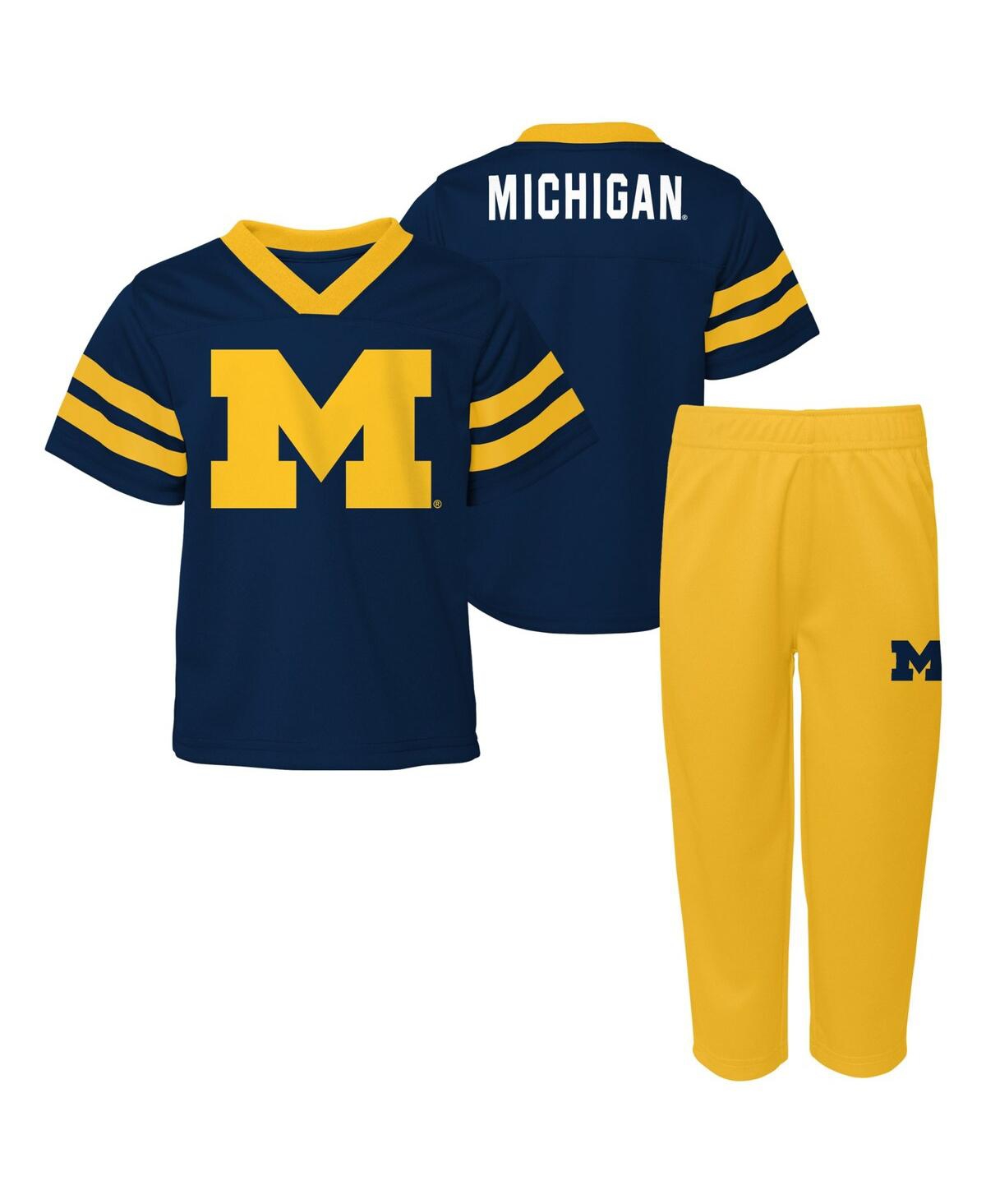 Outerstuff Toddler Boys And Girls Navy Michigan Wolverines Two-piece Red Zone Jersey And Pants Set In Navy