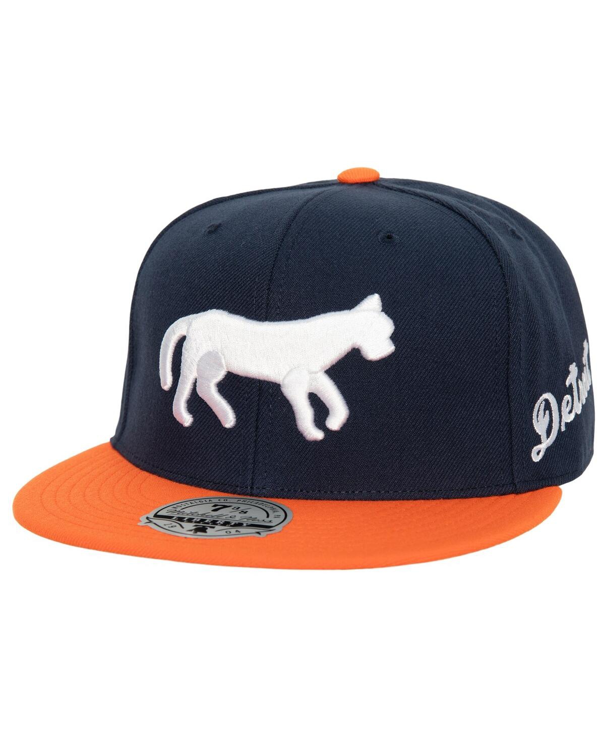 Shop Mitchell & Ness Men's  Navy, Orange Detroit Tigers Bases Loaded Fitted Hat In Navy,orange