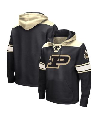 Men's Black Purdue Boilermakers Big and Tall Hockey Lace-Up Pullover Hoodie