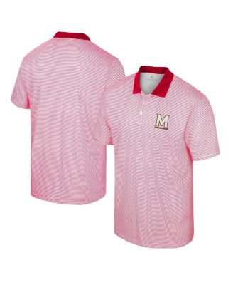 Men's White, Red Maryland Terrapins Print Stripe Polo Shirt