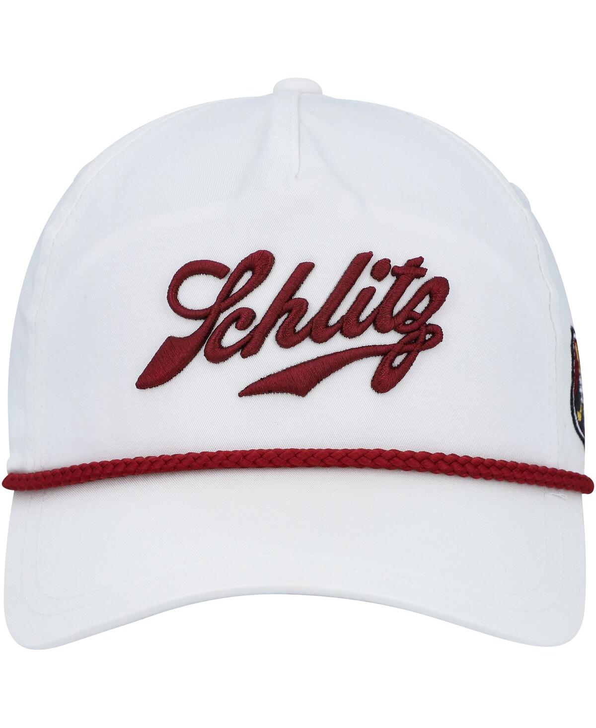 AMERICAN NEEDLE MEN'S AMERICAN NEEDLE WHITE SCHLITZ ROPE SNAPBACK HAT 