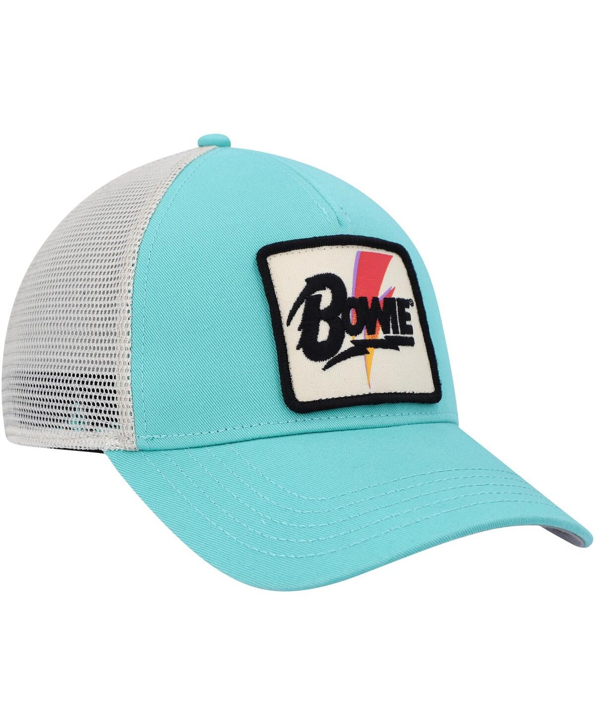 AMERICAN NEEDLE MEN'S AMERICAN NEEDLE TEAL, CREAM DAVID BOWIE VALIN TRUCKER SNAPBACK HAT 