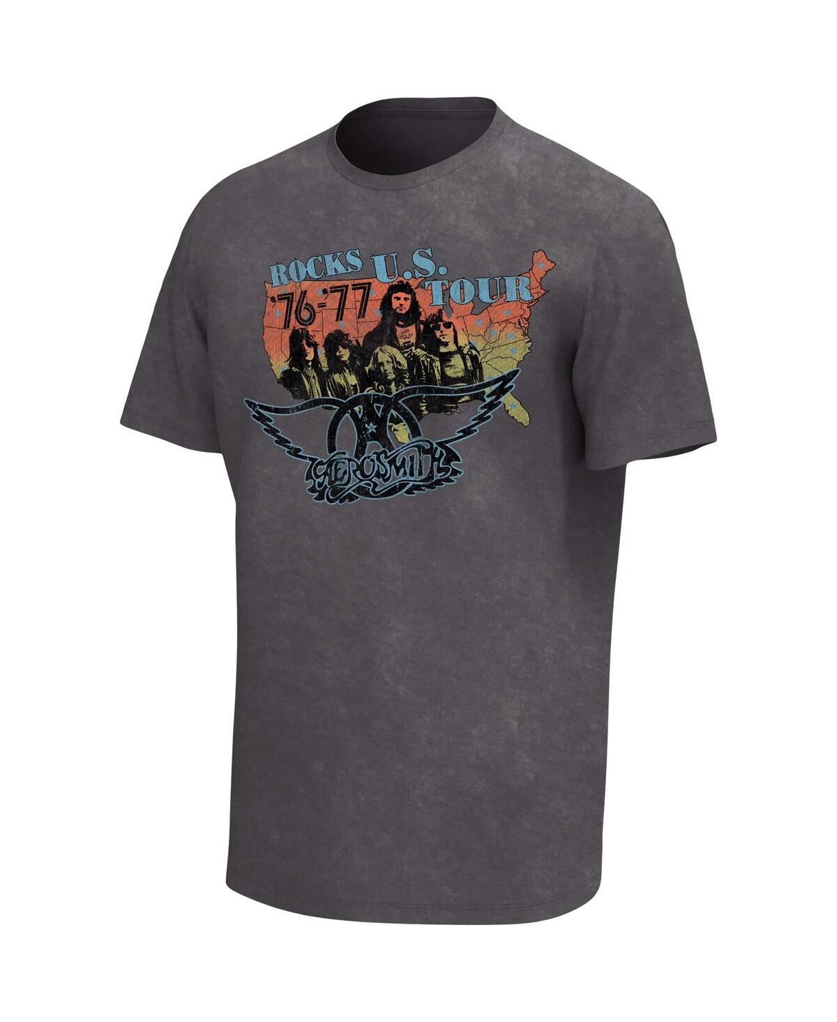 Philcos Men's Charcoal Aerosmith 1976/77 U.s. Tour Washed Graphic T-shirt In Charcoal