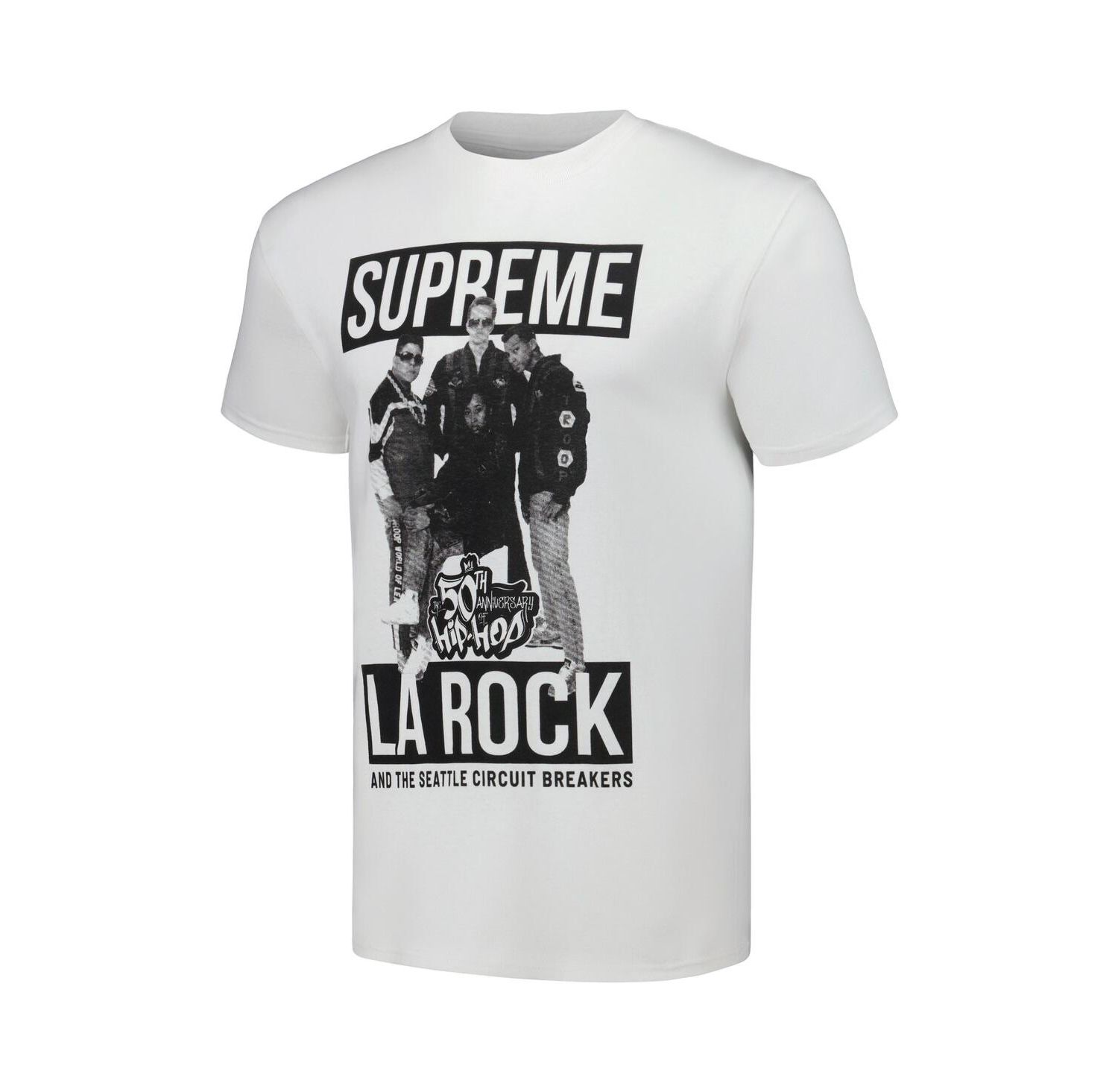 Men's White 50th Anniversary of Hip Hop Supreme La Rock Graphic T-shirt