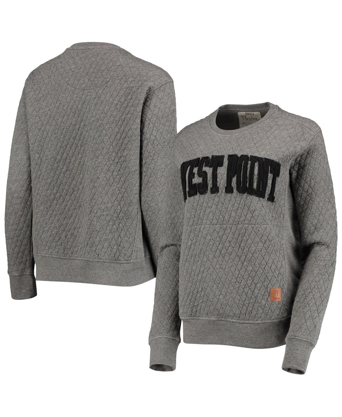 PRESSBOX WOMEN'S PRESSBOX HEATHER CHARCOAL ARMY BLACK KNIGHTS MOOSE QUILTED PULLOVER SWEATSHIRT 