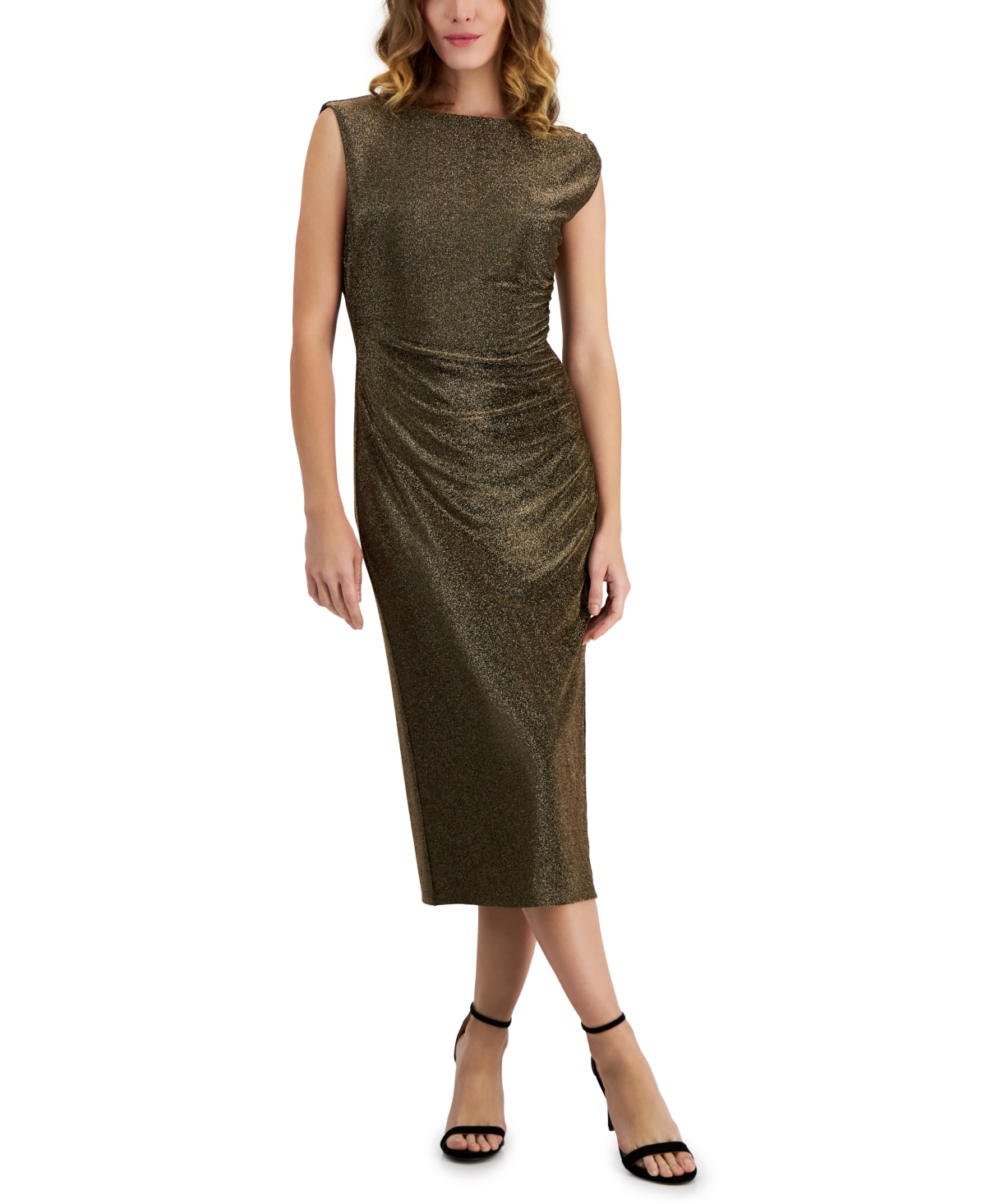 Anne Klein Women's Off The Shoulder Midi Dress In Gold