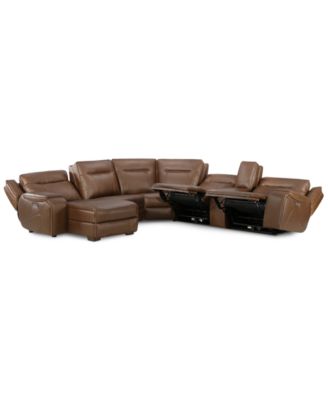 CLOSEOUT! Hansley 6-Pc. Zero Gravity Leather Sectional with 2 Power Recliners and Chaise, Created for Macy's