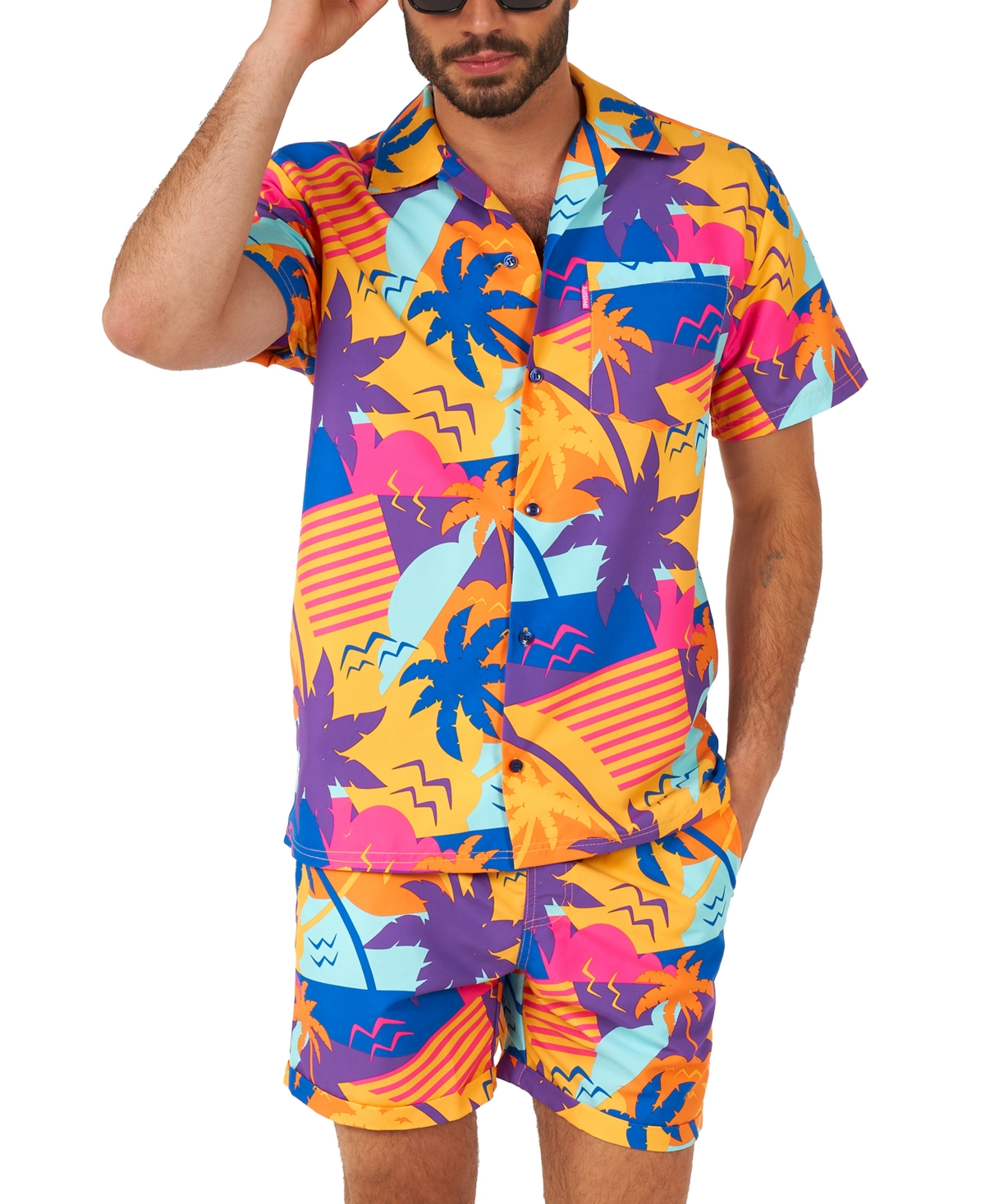 Men's Short-Sleeve Palm Power Graphic Shirt & Shorts Set - Miscellane