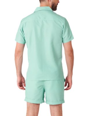 Men's Summer Set - 2 Piece Beach Wear set - Mint Green Blue - Matching Shirt and Shorts