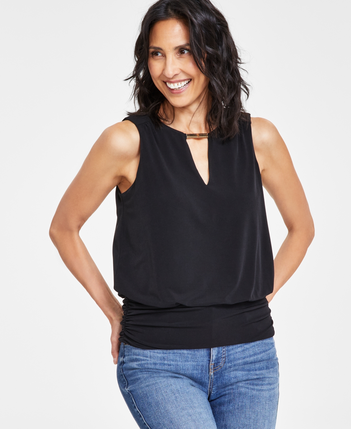 Women's Hardware Keyhole Top, Created for Macy's - Deep Black