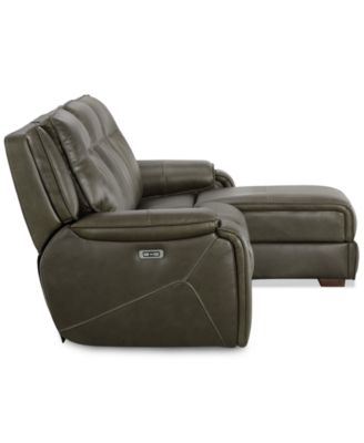 CLOSEOUT! Hansley 3-Pc Zero Gravity Leather Sofa with 2 Power Recliners and Chaise, Created for Macy's