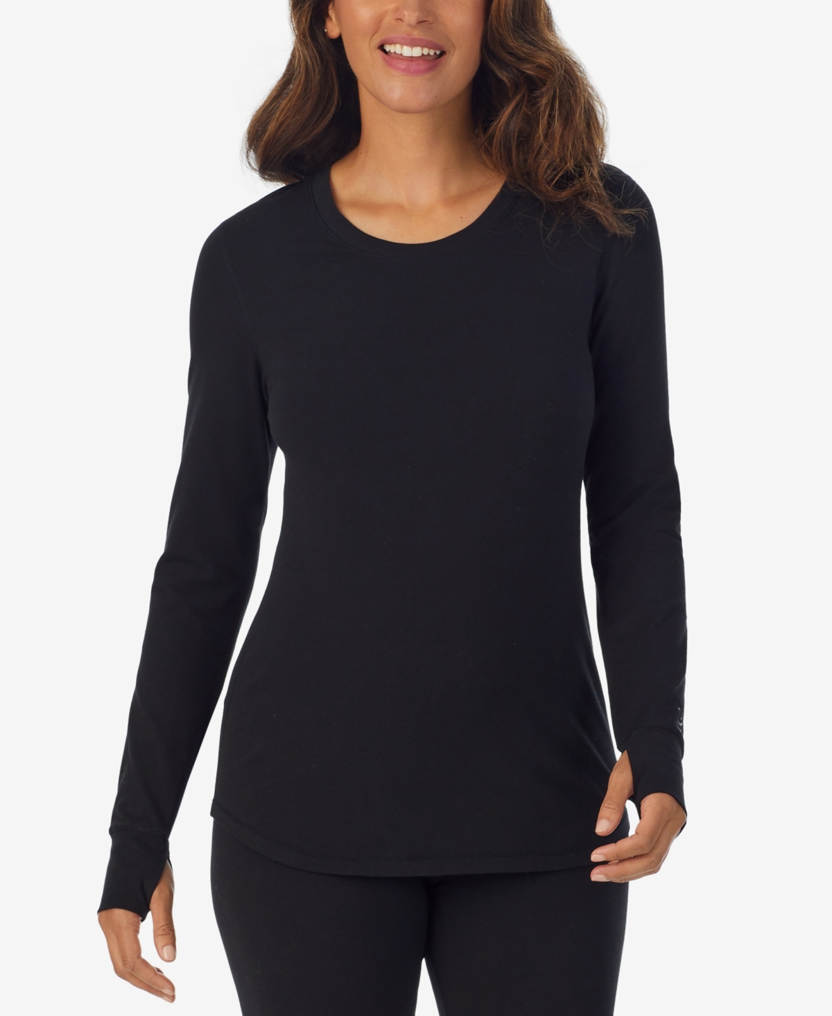 Women's Cottonwear Scoop-Neck Thumbhole Top - Black