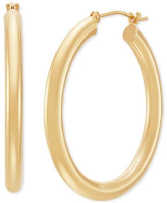 Polished Round Hoop Earrings in 14k Gold, 30mm