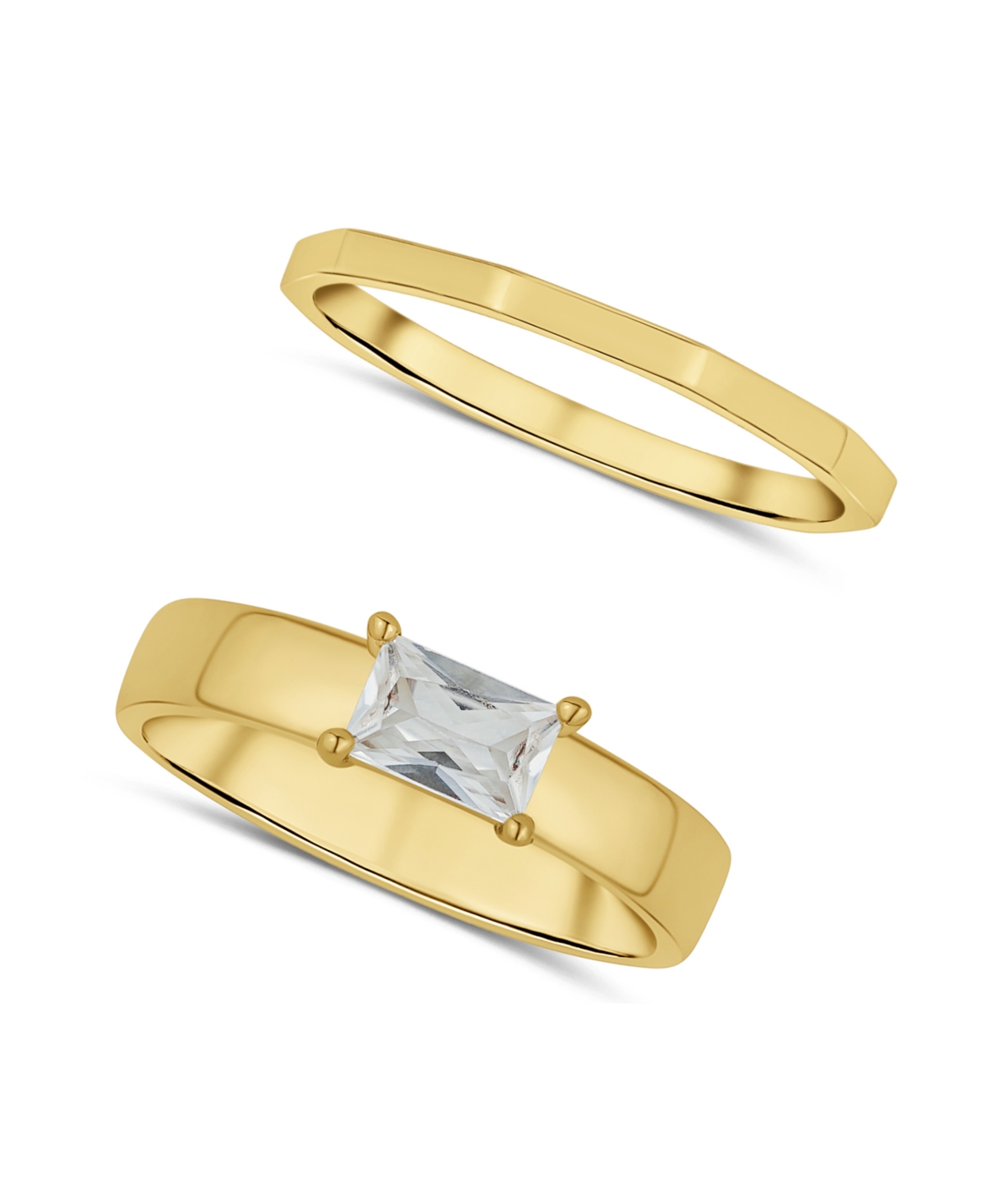 And Now This Cubic Zirconia 18k Gold Plated Duo Ring Set