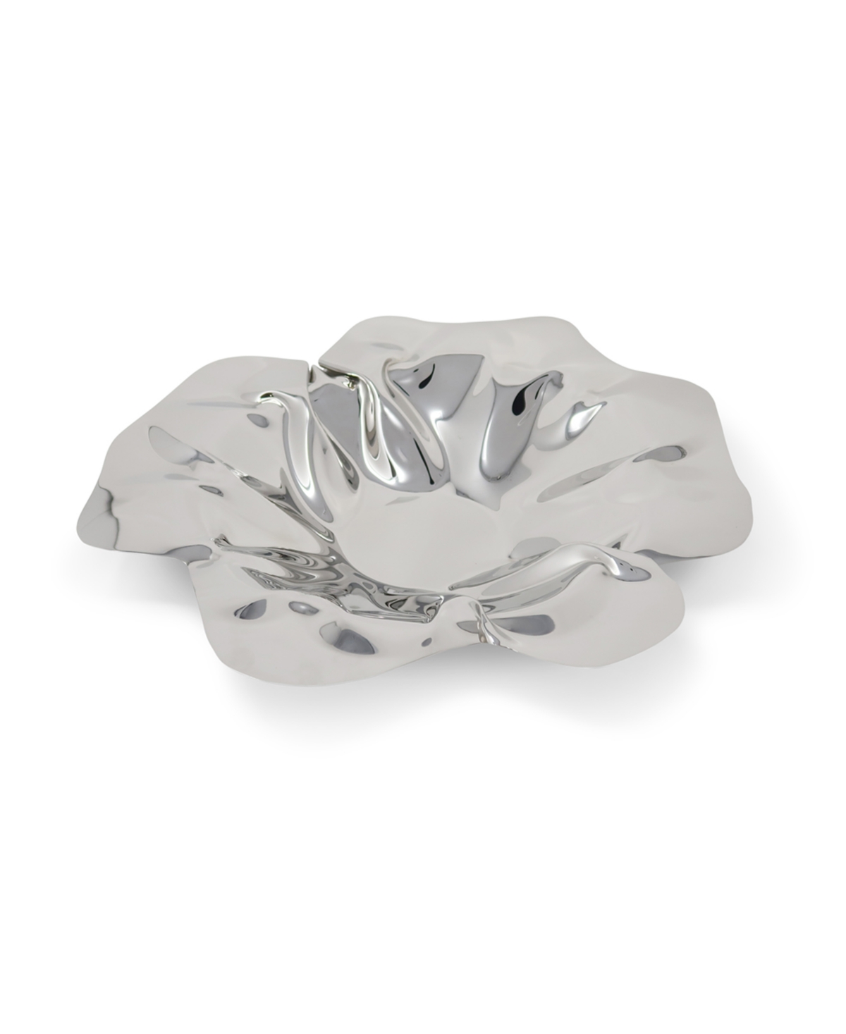 Classic Touch Stainless Steel Crumpled Bowl In Metallic