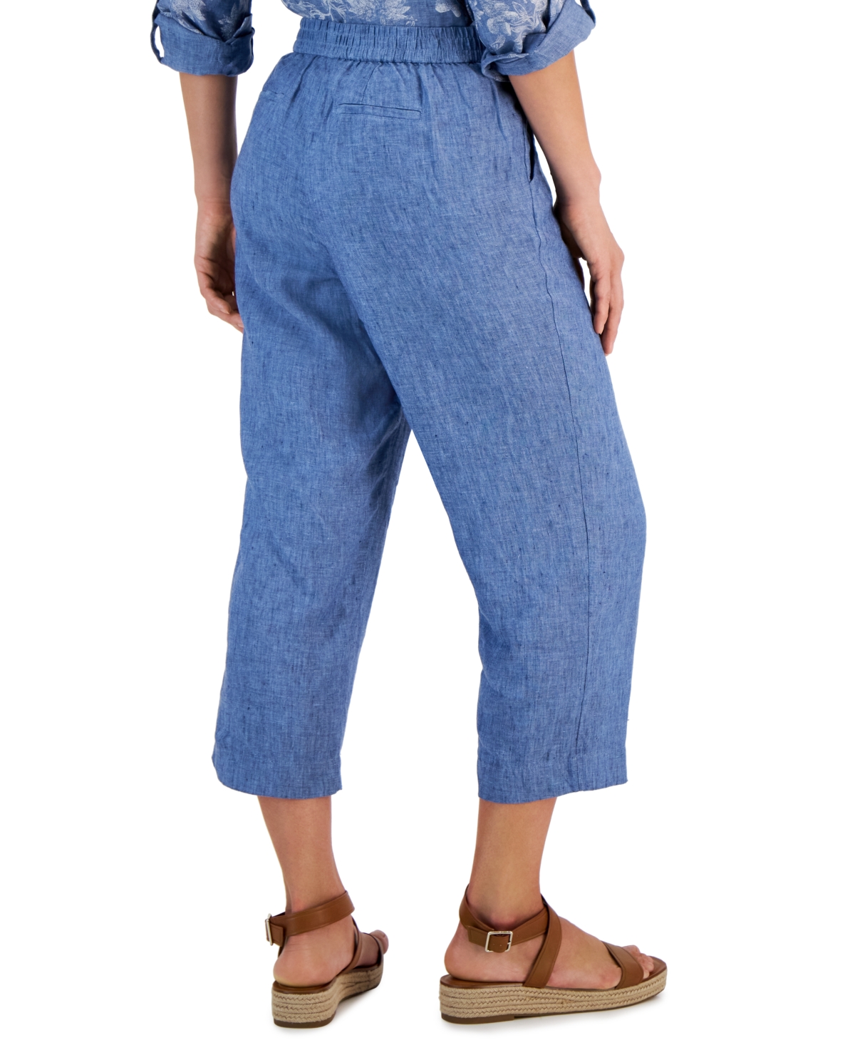 CHARTER CLUB PETITE 100% LINEN PULL-ON CROPPED PANTS, CREATED FOR MACY'S 