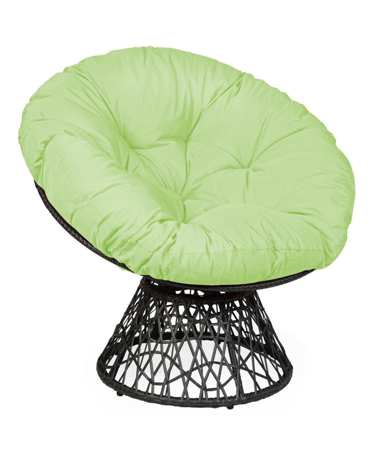 Rattan Papasan Chair Ergonomic 360-degree Swivel Soft Cushion Garden
