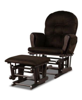  Standard Size Wood & Fabric Padded Armrest, Detachable Cushion, Gliding Motion Glider and Ottoman Set