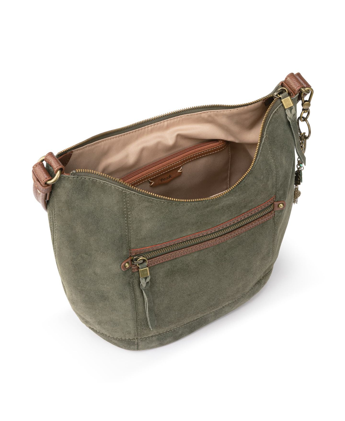 Женская сумка The Sak Sequoia Leather Hobo, цвет: Мох замшевый — фото 4