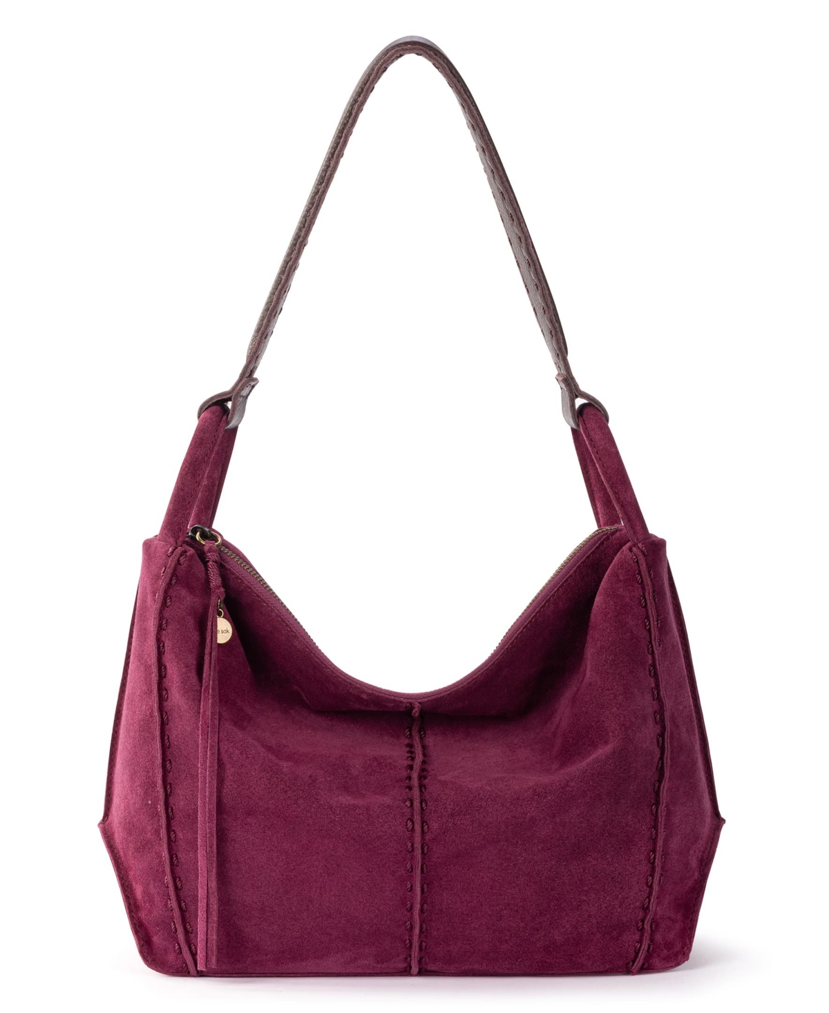 The Sak Los Feliz Leather Hobo Bag In Currant Suede