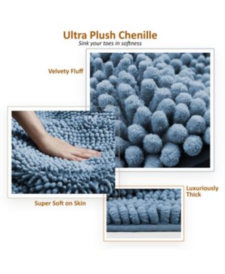 3 Piece Ultra Soft Non Slip Chenille Bath Rug - Large + Contour + Seat Cover