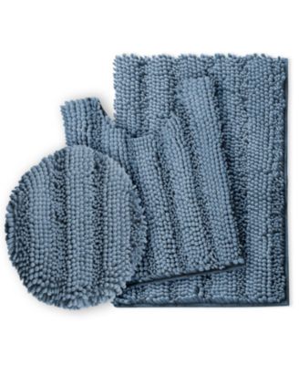 3 Piece Ultra Soft Non Slip Chenille Bath Rug - Large + Contour + Seat Cover