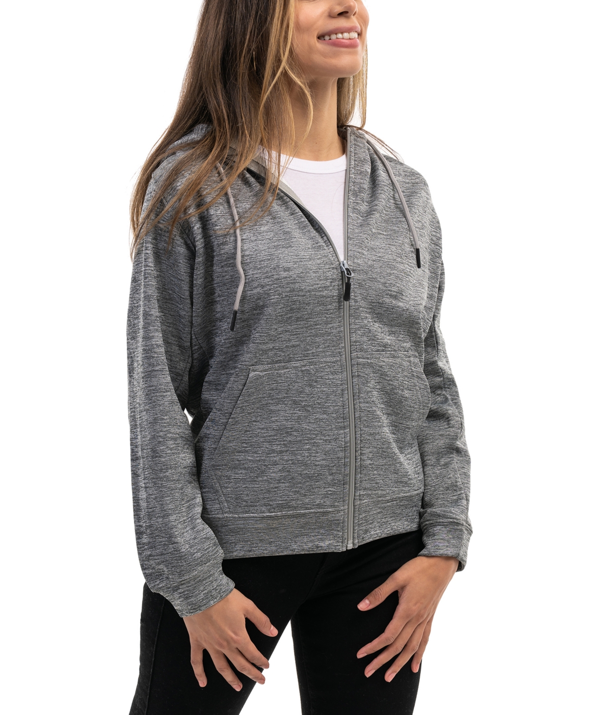 Plus Size Premium Zip-Up Hoodie with Smooth Matte Finish & Cozy Fleece Inner Lining Sweater with Hood - Halo grey