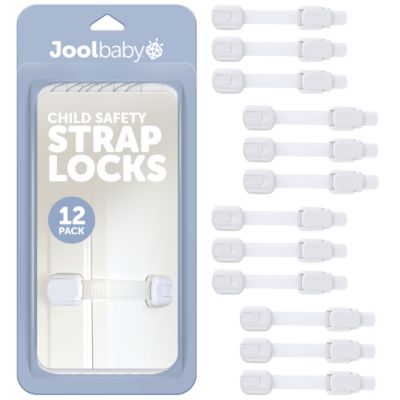 Jool Baby Toddler Multi-Use Safety Strap for Cabinets, Fridges, Drawers, Damage-Free Adhesives Safety - 12 Pack - White