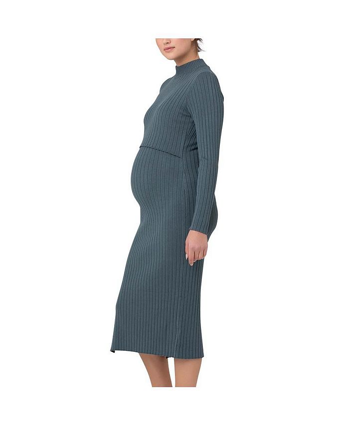 Ripe Maternity Nella Rib Nursing Knit Dress Teal Macy's