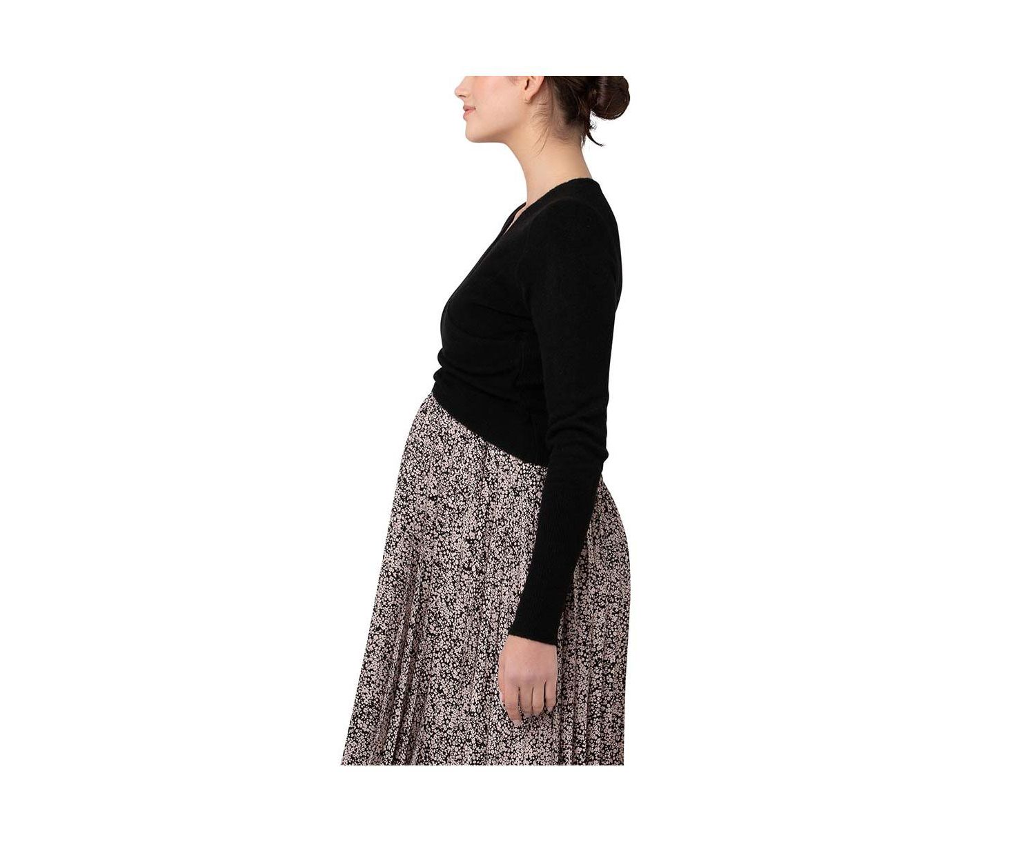 Maternity Ripe Willa Cross Front Nursing Knit Top Black