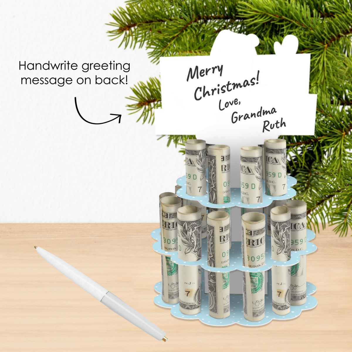 Big Dot of Happiness Very Merry Christmas - Diy Holiday Santa Claus Party Money Holder - Cash Cake - Assorted Pre-pack