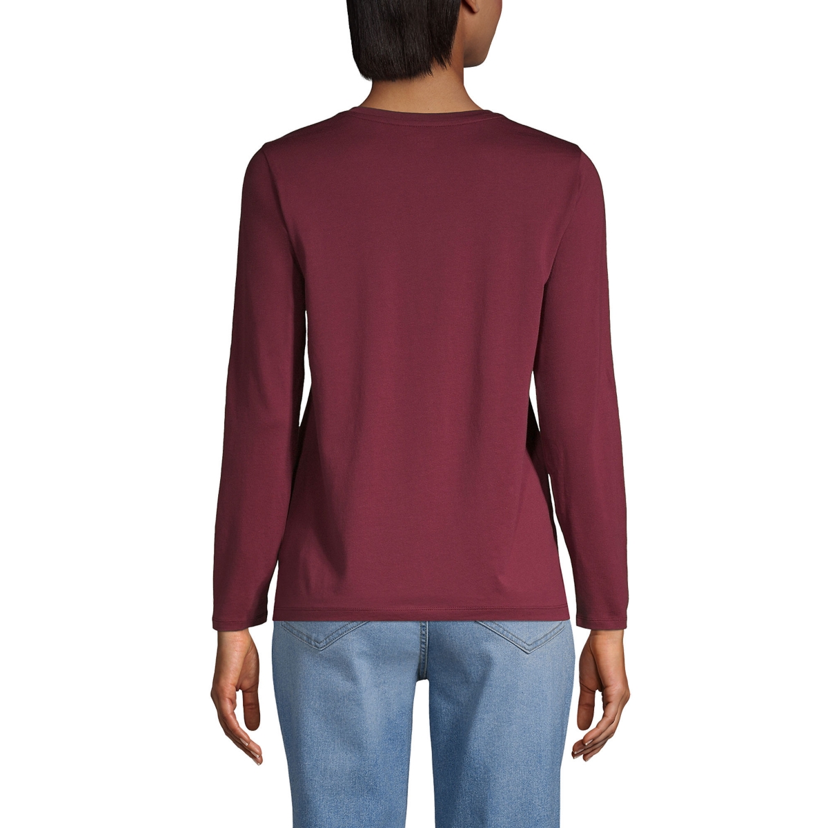 Lands' End Women's Tall Relaxed Supima Cotton Sleeve V-Neck T-Shirt
