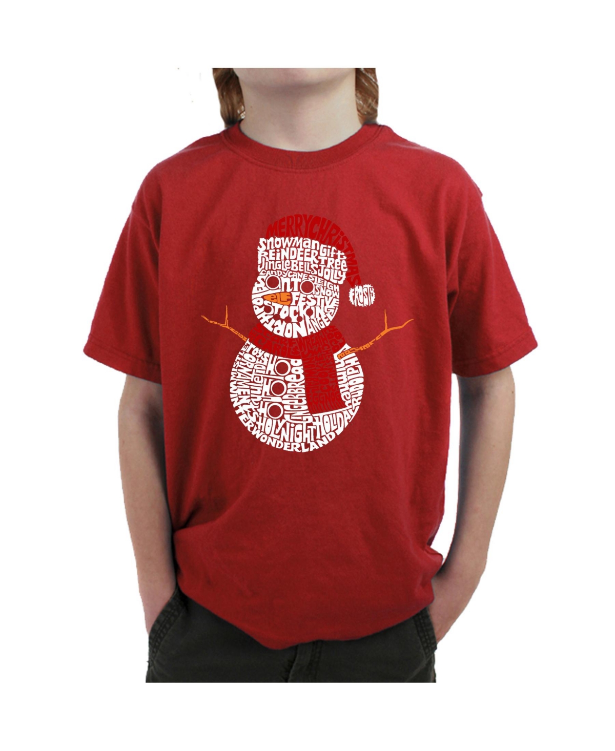 Christmas Snowman - Boy's Child Word Art T-Shirt
