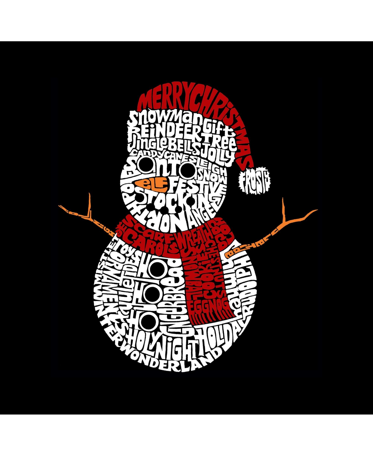 La Pop Art Girls Christmas Snowman Word Art Hooded Sweatshirt