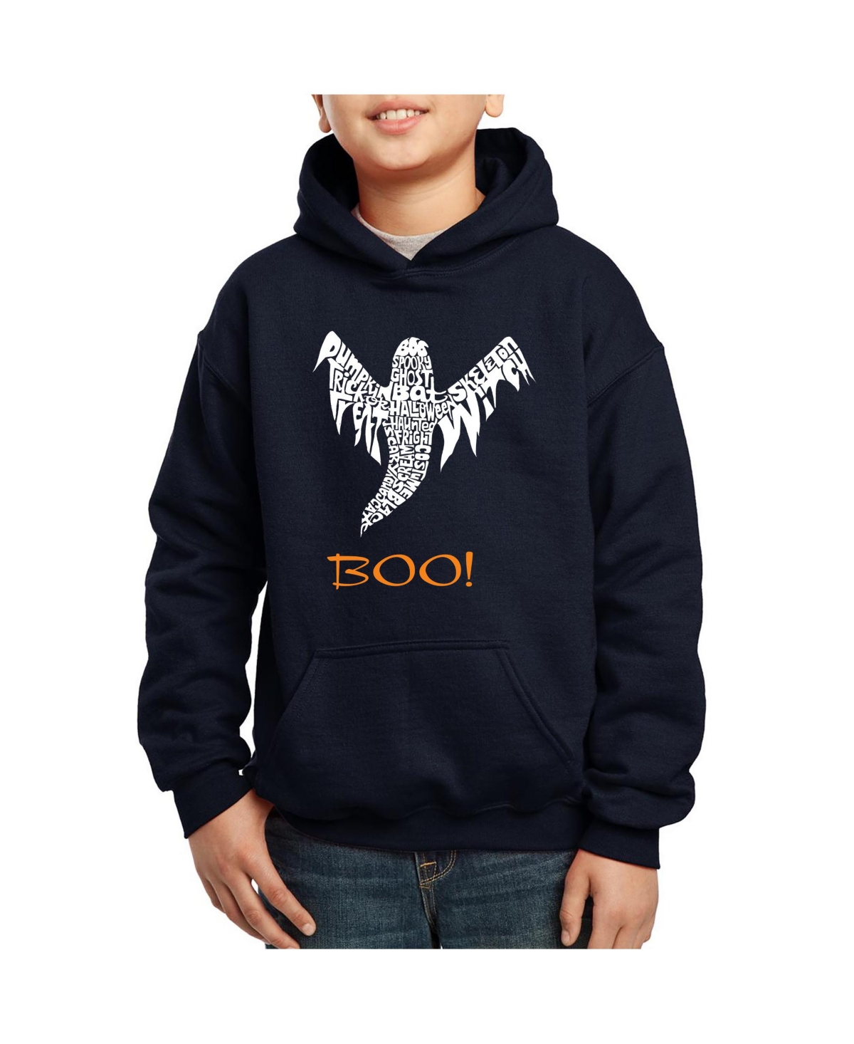 La Pop Art Boys Halloween Ghost Word Art Hooded Sweatshirt