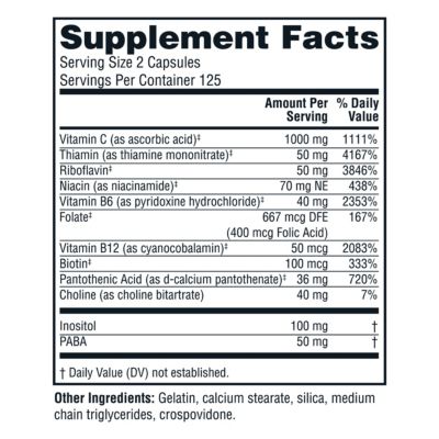 Stress B-Complex Caps - Energy Support Supplement with Vitamin B12 and B6-250 Capsules