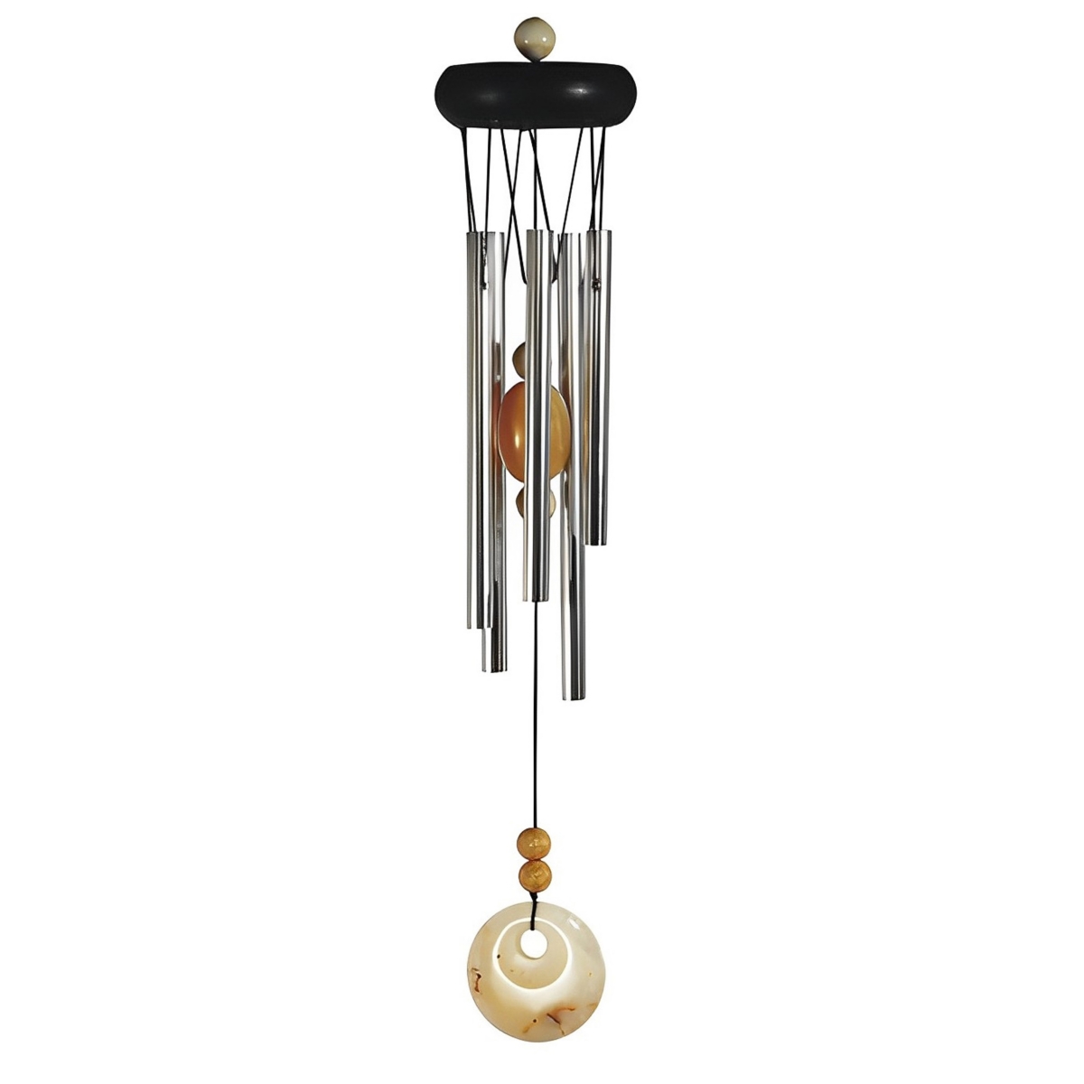 Fc Design Long Wooden Top Geode Wind Chime with Beige Gem Home Decor Perfect Gift for House Warming, Holidays and Birthdays