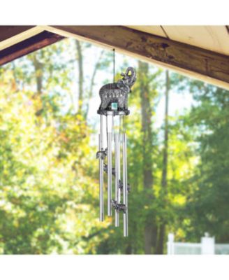 23" Long Thai Elephant with Trunk Up Round Top Wind Chime Home Decor Perfect Gift for House Warming, Holidays and Birthdays