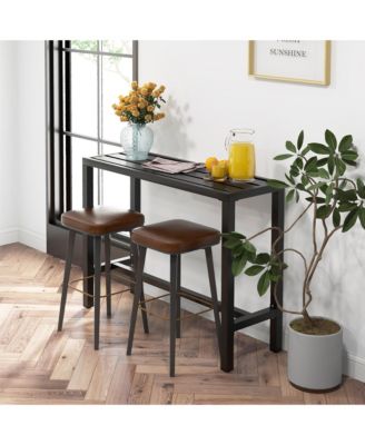 Outdoor Metal Bar Table 48'' Patio Rectangular Counter Height Dining Table