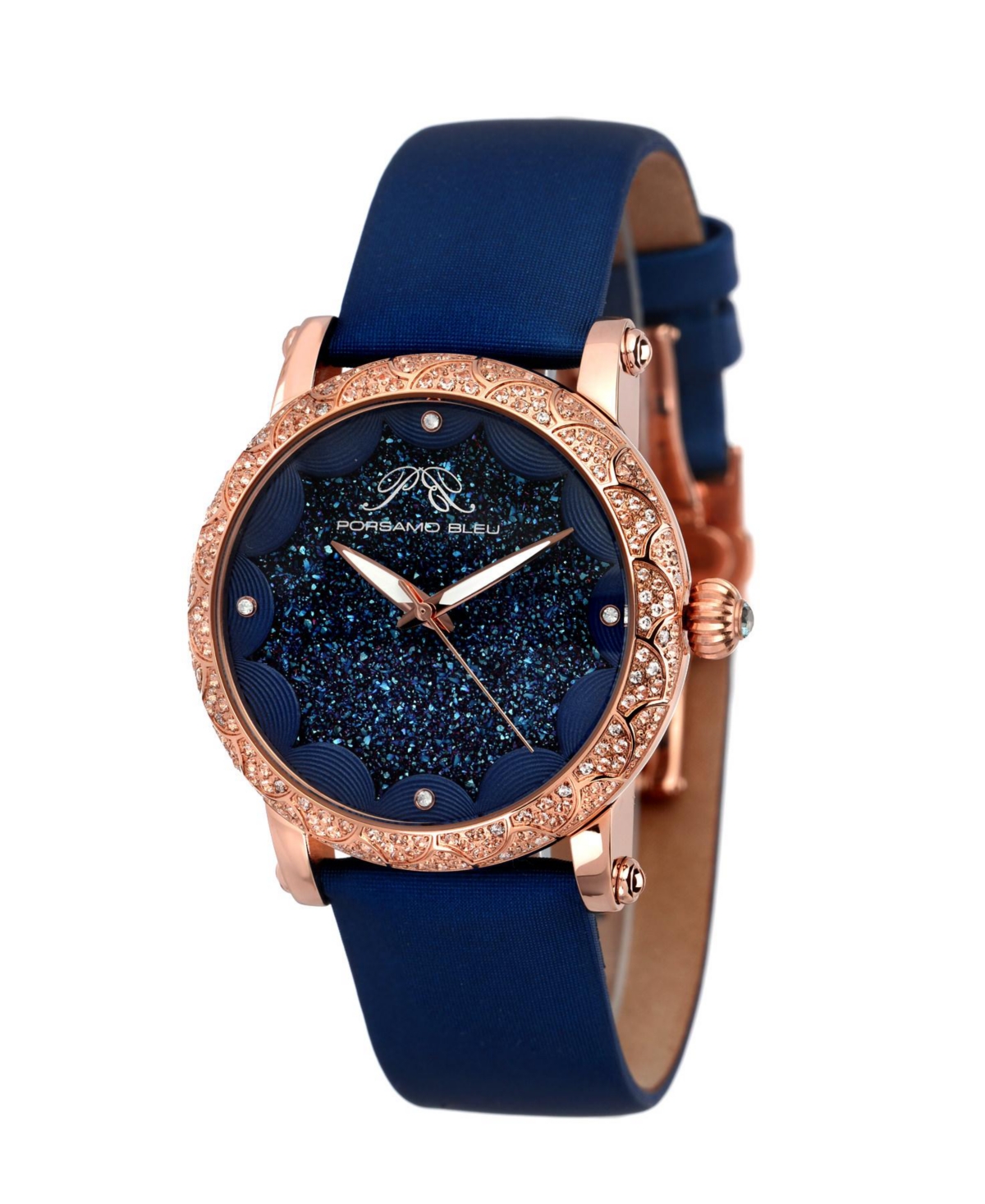 Women's Genevieve Topaz Satin Covered Leather Band Watch - Blue