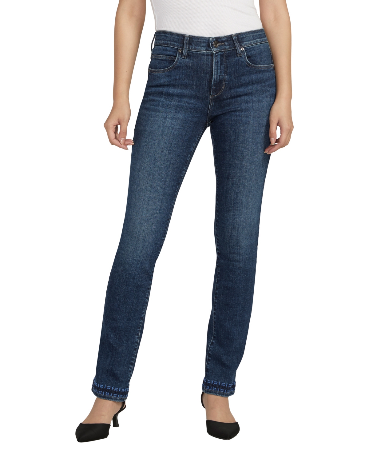 Shop Jag Women's Ruby Mid Rise Straight Leg Jeans In Night Owl