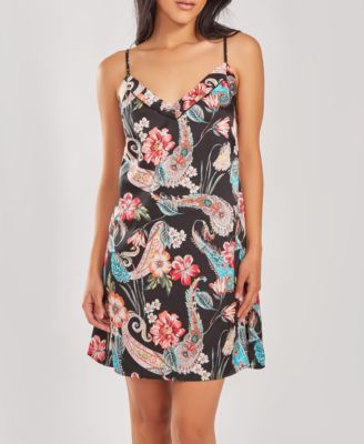 iCollection    Women's Silky Soft Short Printed Chemise Nightgown