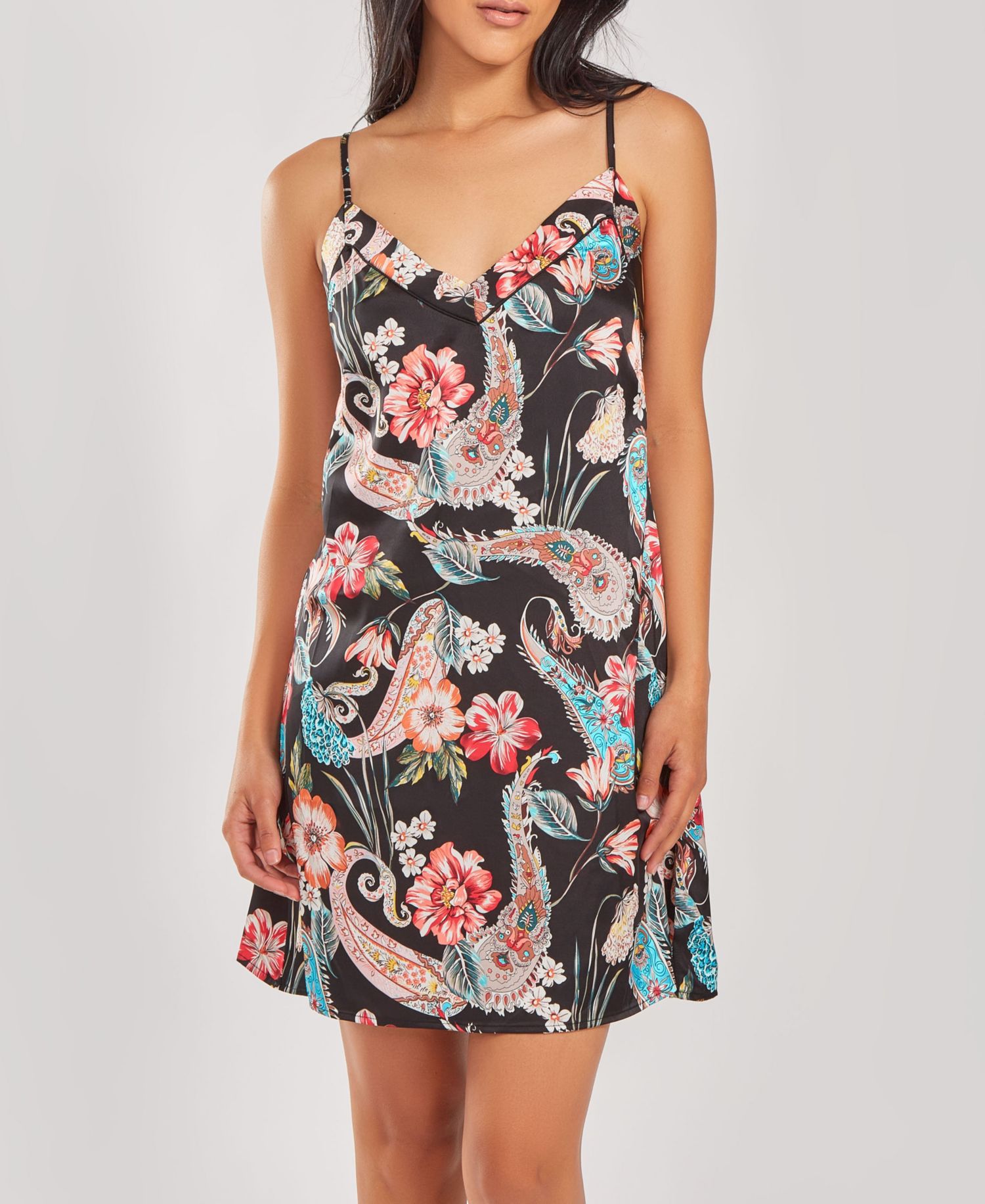 Women's Silky Soft Short Printed Chemise Nightgown