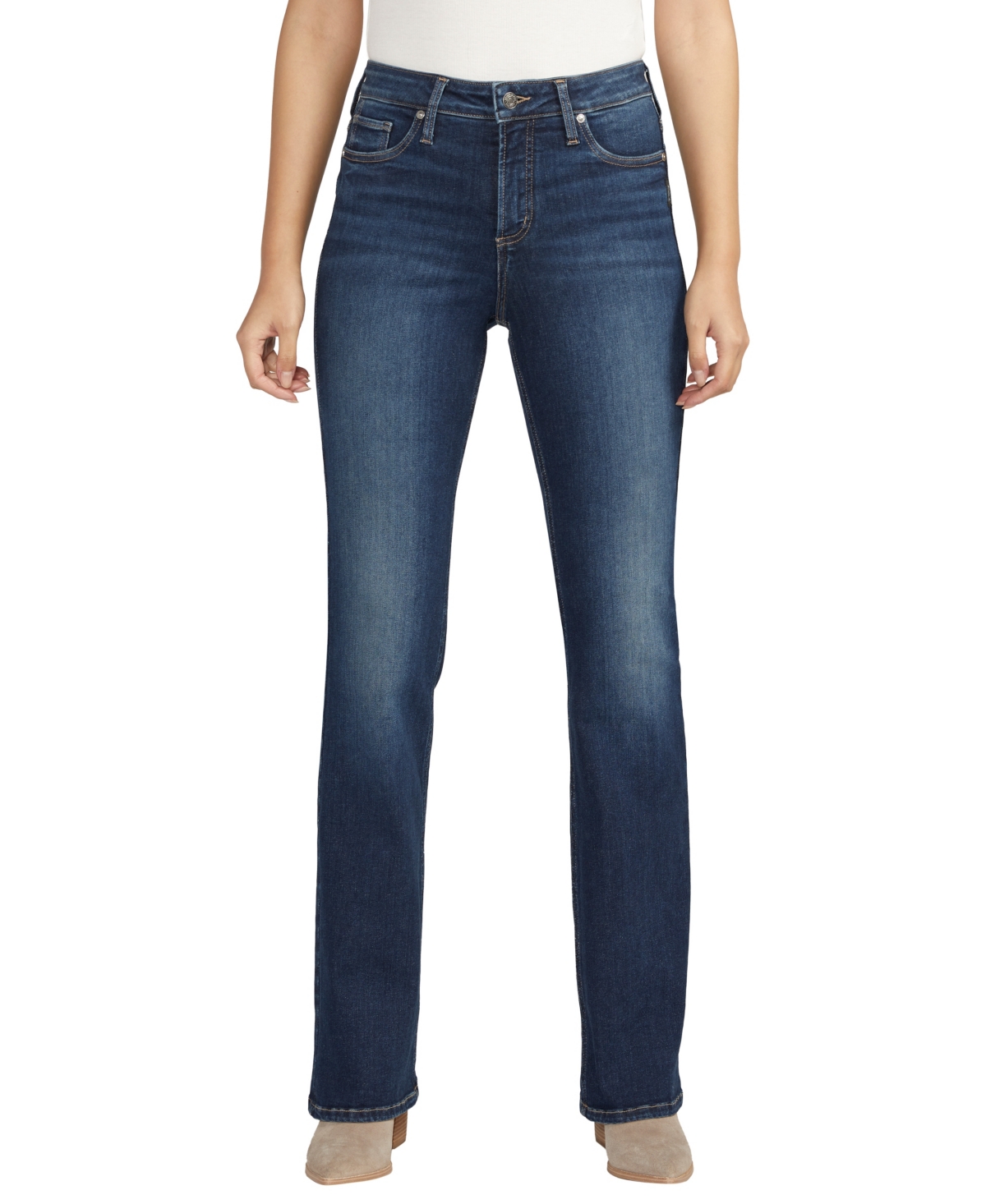 Shop Silver Jeans Co. Women's Infinite Fit Mid Rise Bootcut Jeans In Indigo